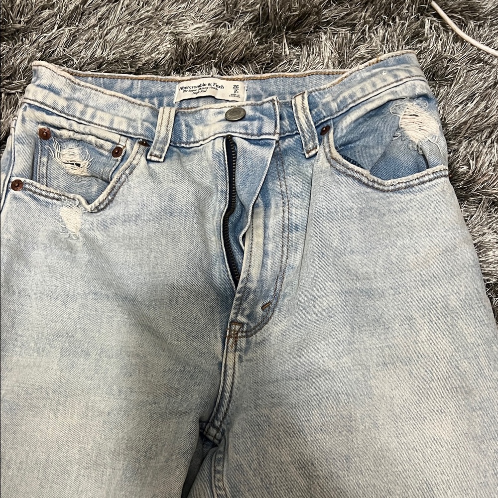 Abercrombie & Fitch Women's Light Blue High Rise Jeans